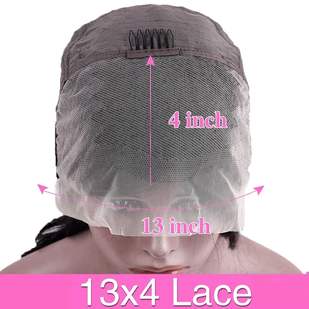 Perruque 13x6 en cheveux humains, dentelle frontale HD pré-plumée, couleur chocolat brun #4, raide, longueur 36 pouces, look naturel et élégant