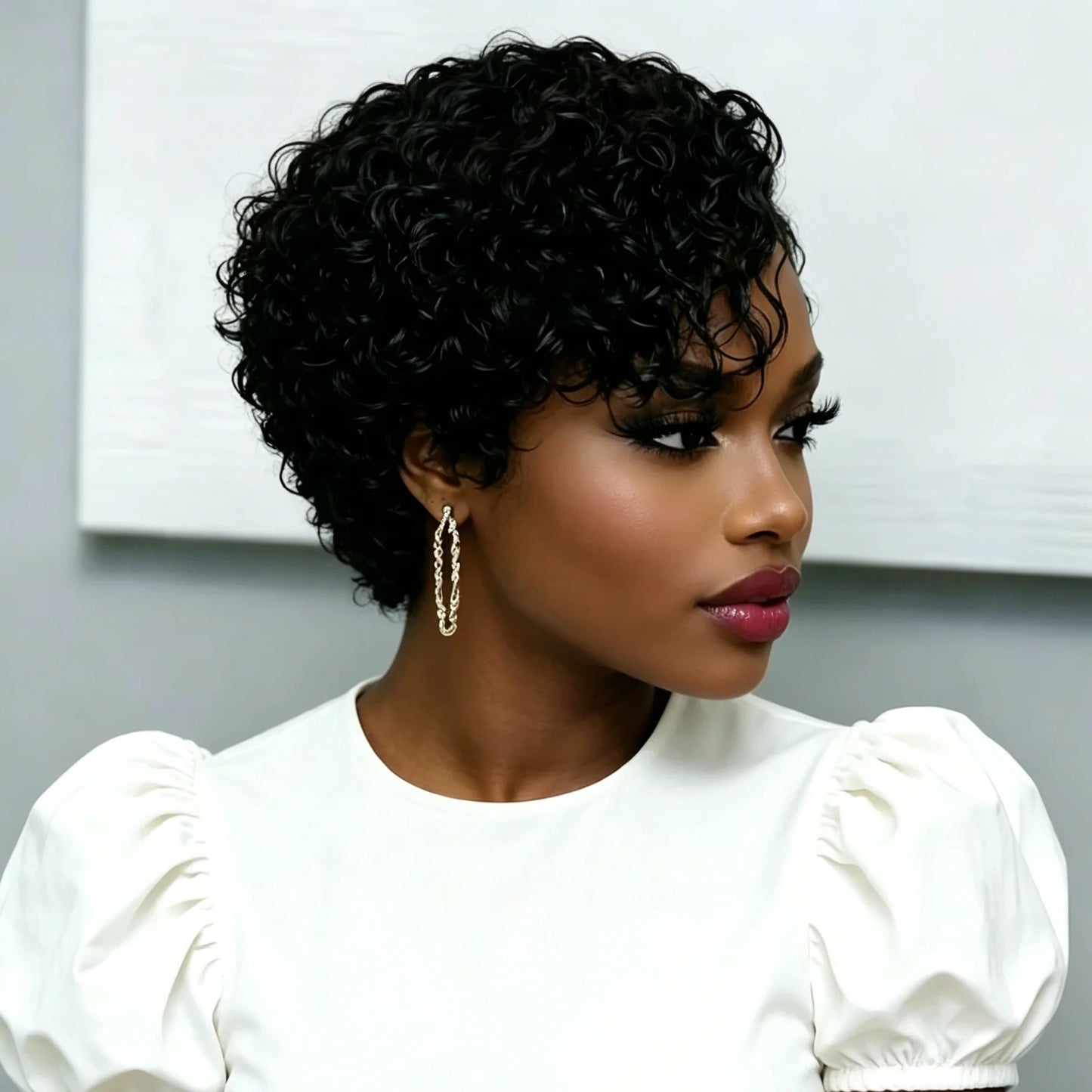 Perruque Lace Frontale 13x4x1 en Cheveux Humains, Coupe Pixie Courte, Bouclée Crépue, avec Raie Coulissante, pour Femme, Expédition Rapide