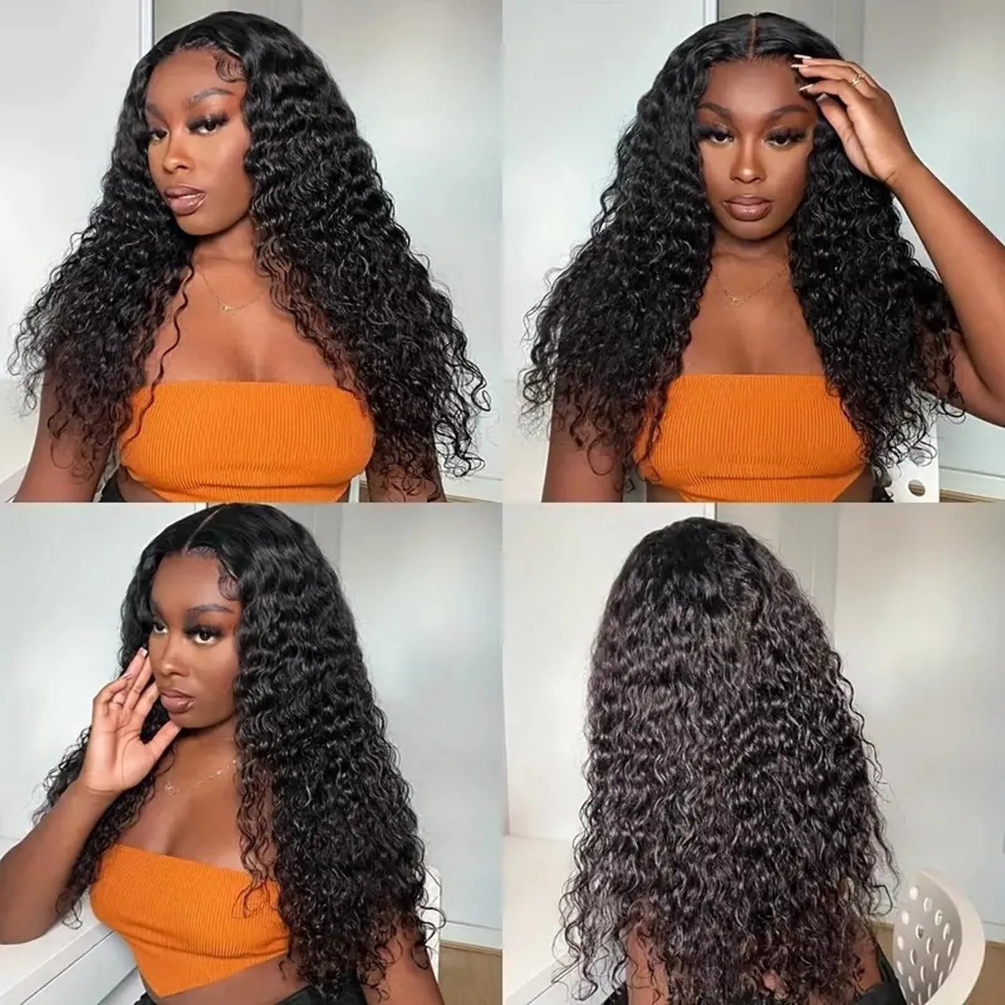 Perruques de cheveux bouclés noirs, perruques avant de dentelle cheveux humains synthétiques longs cheveux bouclés noirs perruque naturelle fibre résistante à la chaleur cheveux naturels