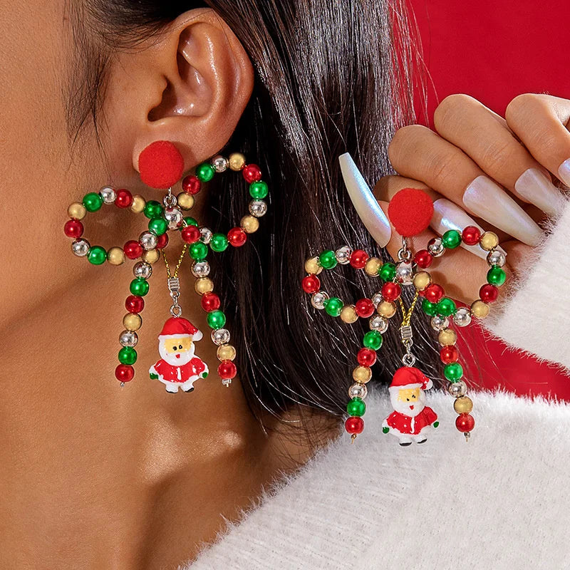 Boucles d'oreilles pendantes en Imitation de perles pour femmes, élégantes, flocon de neige, cloche délicate, boîte-cadeau, boule de fourrure, clou pour filles, accessoire de bijoux de fête