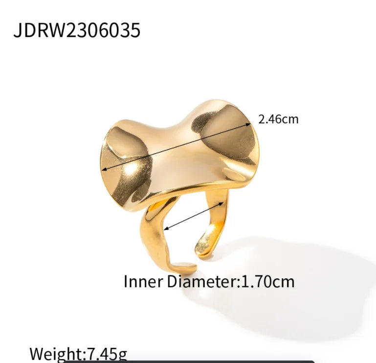 Bagues à fleurs délicates en acier inoxydable pour femmes, couleur or, à la mode, élégantes, polyvalentes, larges, bijoux à usage quotidien