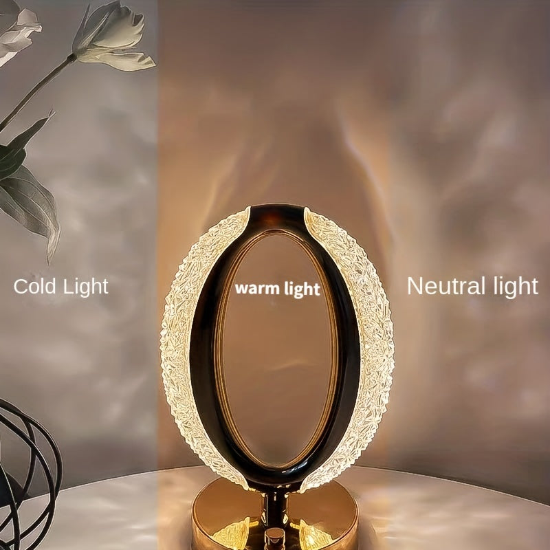 1pc Elegant Crystal Desk Lamp with Touch Control - Adjustable Color Temperature, USB Rechargeable, Modern Design for Bedroom Bedside & Romantic Atmosphere Lighting, Lamp for Bedroom