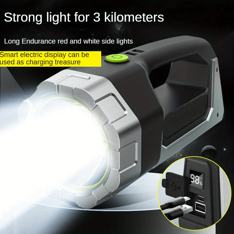 1pc High-Intensity LED Flashlight with Rechargeable 4000mAh Battery, Design, Magnetic Base & COB Side Lamp – Perfect for Camping, Fishing, Hunting, Car Repairs & Emergencies, Camping Essentials | Robust Flashlight Design |