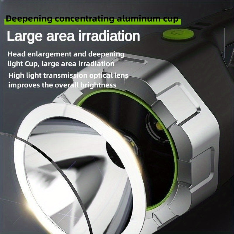 1pc High-Intensity LED Flashlight with Rechargeable 4000mAh Battery, Design, Magnetic Base & COB Side Lamp – Perfect for Camping, Fishing, Hunting, Car Repairs & Emergencies, Camping Essentials | Robust Flashlight Design |