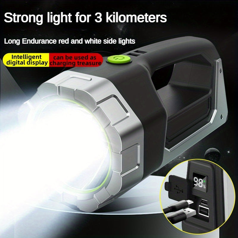 1pc High-Intensity LED Flashlight with Rechargeable 4000mAh Battery, Design, Magnetic Base & COB Side Lamp – Perfect for Camping, Fishing, Hunting, Car Repairs & Emergencies, Camping Essentials | Robust Flashlight Design |