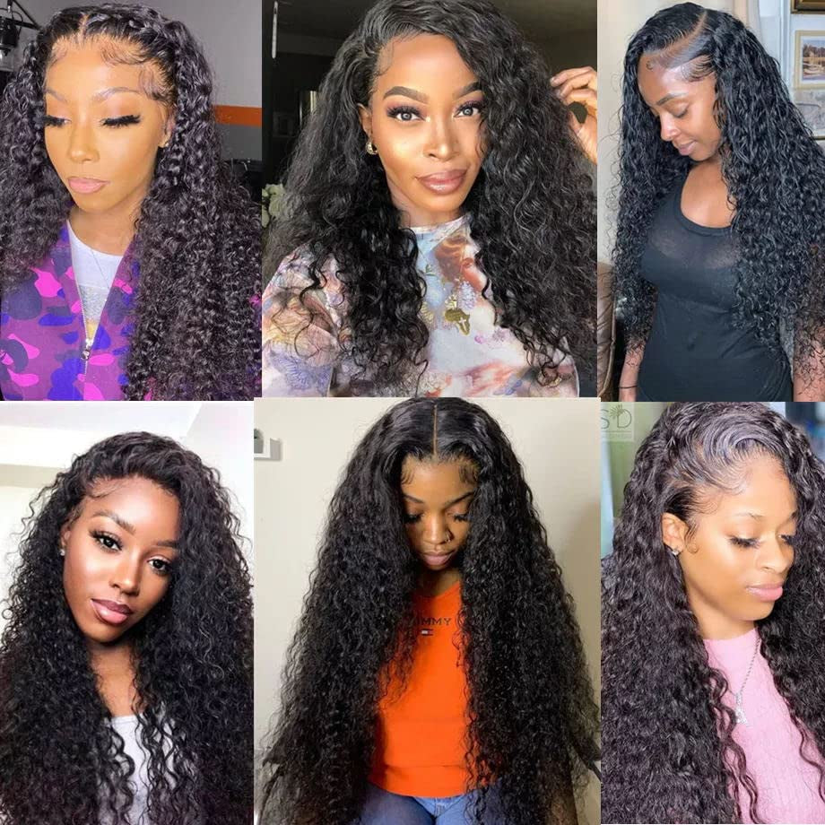 13X4 Lace Front Wigs HD Lace Wig Water Wave Long Curly Wig Glueless Pre Plucked with Baby Hair 24Inch