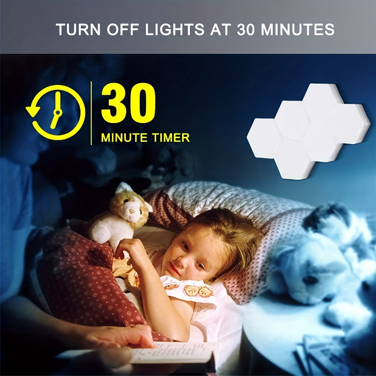 Hexagon LED Wall Lamp - Touch-Controlled, Dimmable, Remote & Battery-Powered, Space-Themed Decor