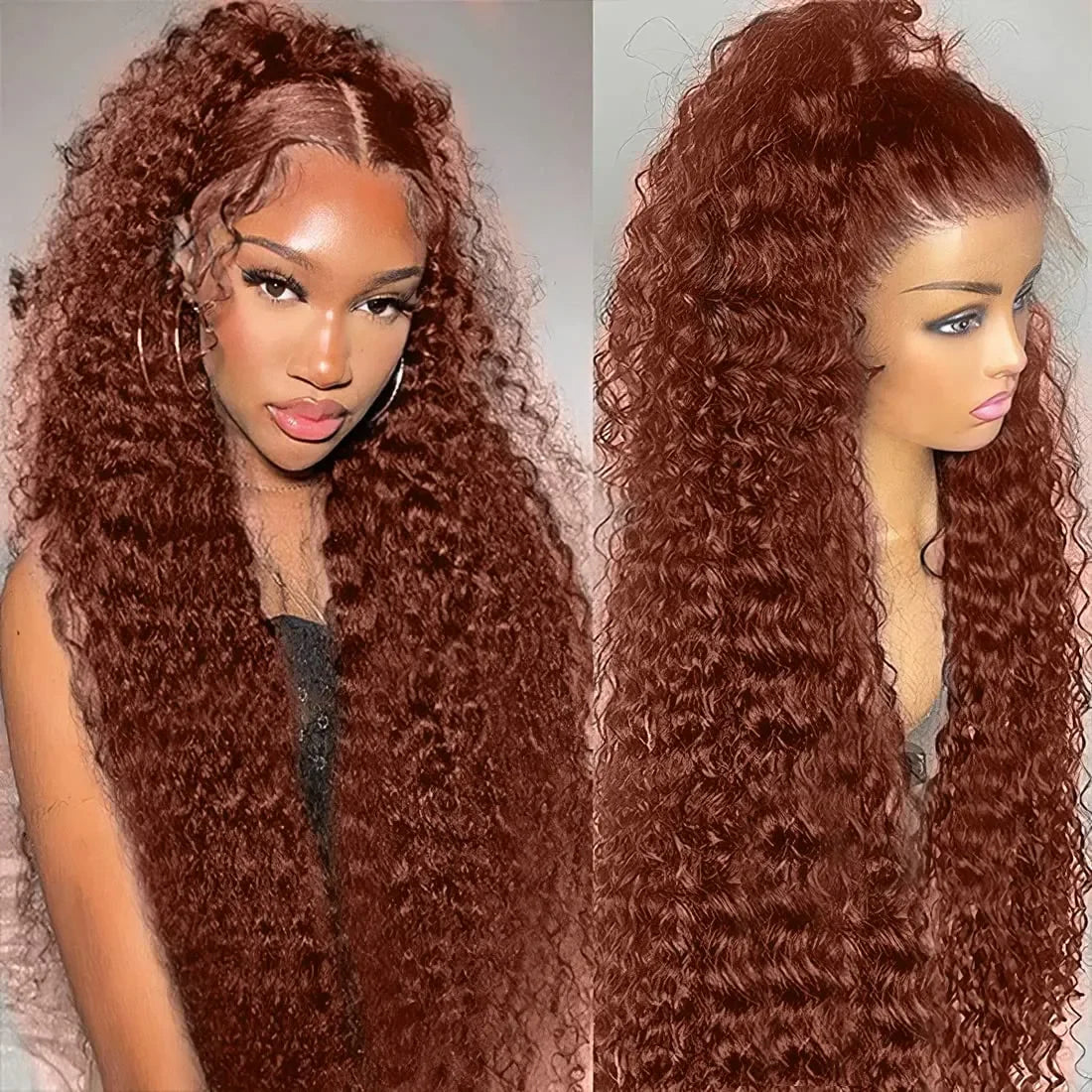 30 34 Inch Reddish Brown Deep Wave Frontal Wig 180% 13X6 HD Lace Frontal Wig Colored Deep Wave 13X4 Lace Front Human Hair Wigs
