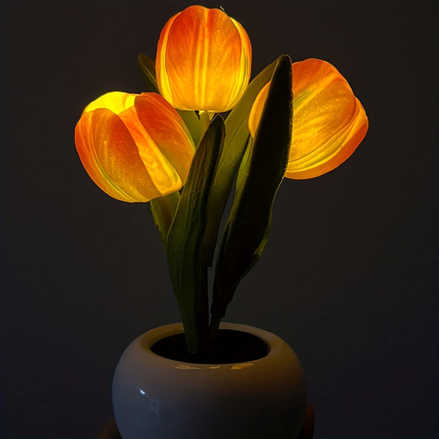 [LED Tulip Night Light] 1pc LED Simulation Tulip Night Light - USB Table Lamp Ornaments with Vase for Home Living Room Desktop Decor - Best Mother's Day Gift
