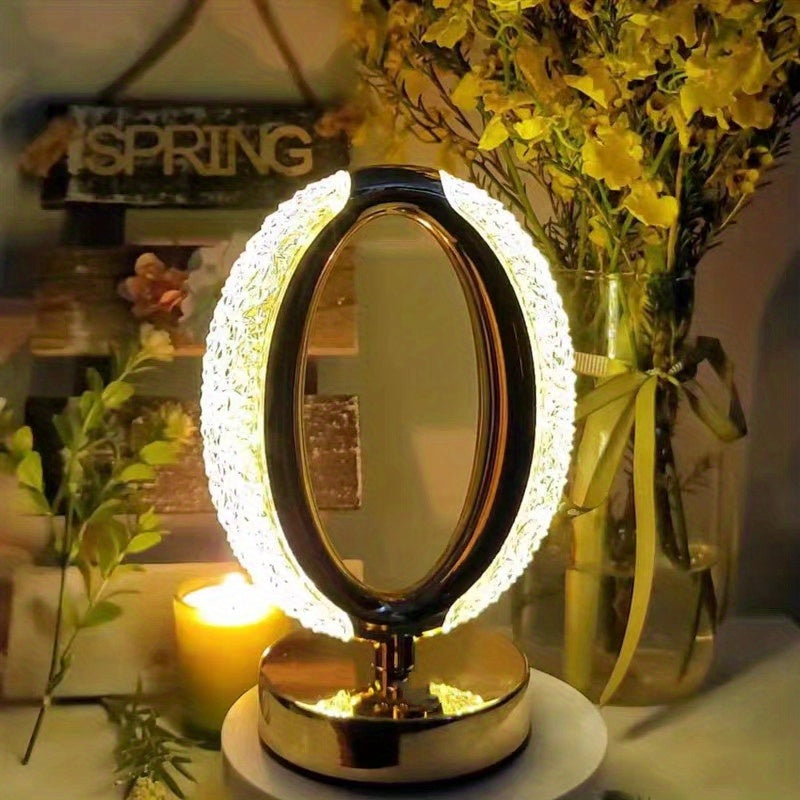 1pc Elegant Crystal Desk Lamp with Touch Control - Adjustable Color Temperature, USB Rechargeable, Modern Design for Bedroom Bedside & Romantic Atmosphere Lighting, Lamp for Bedroom