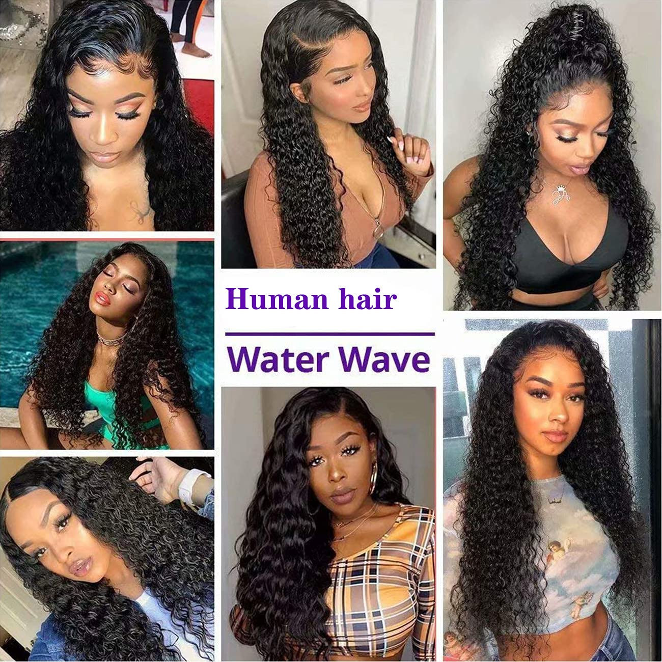 Water Wave Lace Front Wigs Human Hair 13X4 HD Lace Front Wigs Glueless Brazilian Virgin Human Hair Wigs Pre Plucked with Baby Hair 180% Density Wet and Wavy Curly Wigs for Women Natural Black 26 Inch
