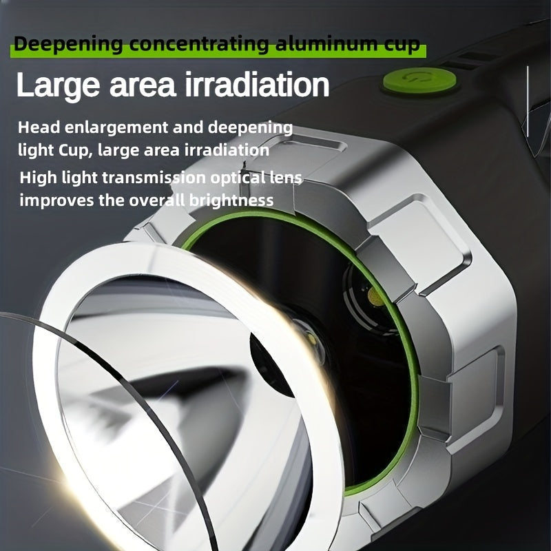 1pc High-Intensity LED Flashlight with Rechargeable 4000mAh Battery, Design, Magnetic Base & COB Side Lamp – Perfect for Camping, Fishing, Hunting, Car Repairs & Emergencies, Camping Essentials | Robust Flashlight Design |