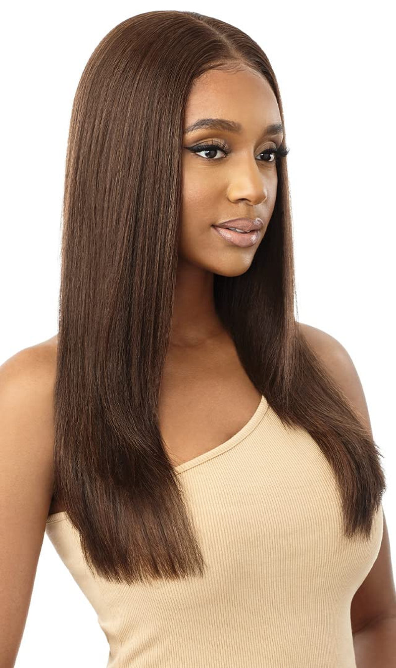 100% Human Hair Blend 13X6 Hand-Tied 360 Lace Frontal Wig - MARISA (Color:Dr RED VELVET)