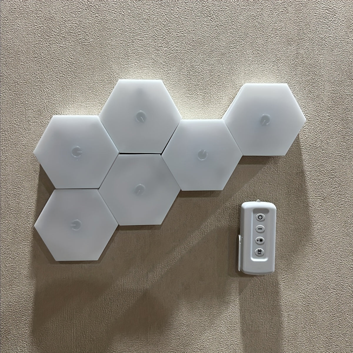 Hexagon LED Wall Lamp - Touch-Controlled, Dimmable, Remote & Battery-Powered, Space-Themed Decor