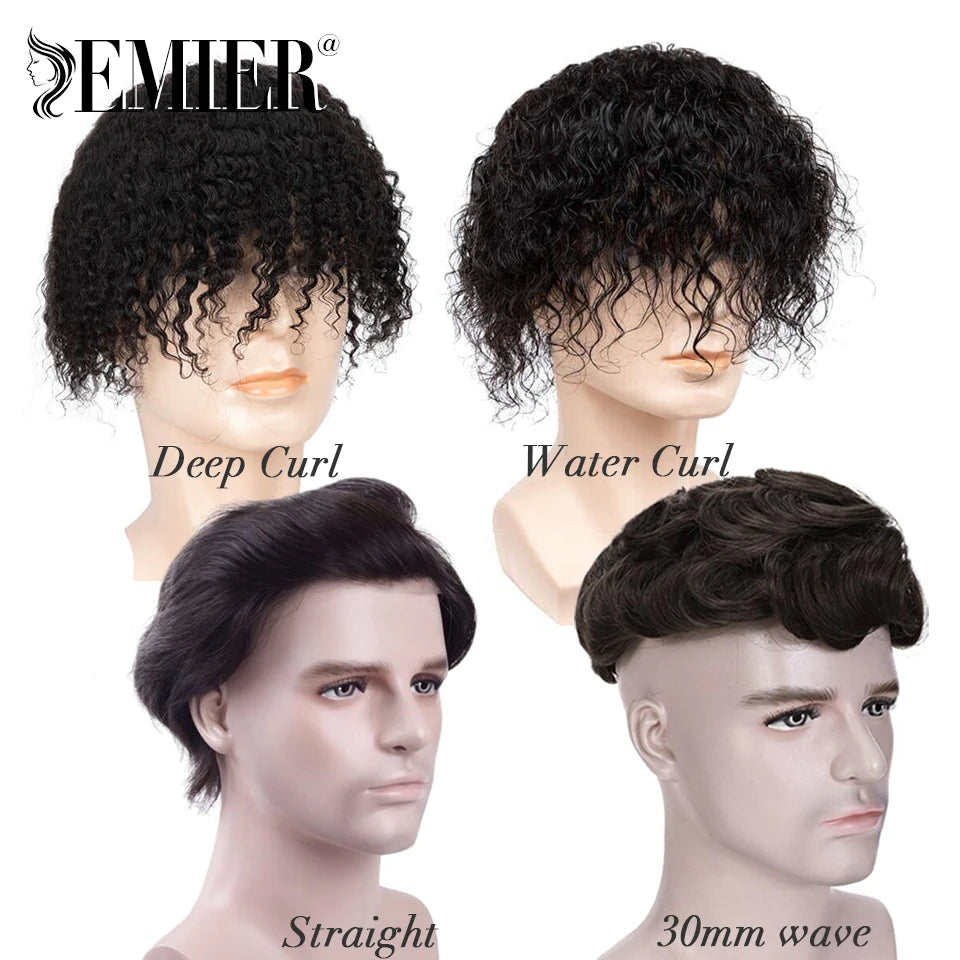 Perruque de cheveux humains en dentelle française avec PU pour homme, toupet confortable, vague naturelle, système de remplacement, prothèse capillaire masculine durable