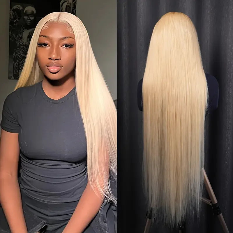 Perruque Lace Frontal Wig brésilienne naturelle, cheveux lisses, blond 613 Hd, densité 220, 13x6, 13x4, couleur, pour femmes
