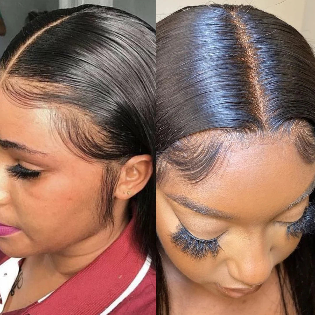 Perruques prêtes à porter sans colle, cheveux humains brésiliens lisses, coupe courte bob, pré-épilées, perruque frontale en dentelle transparente HD 13x4