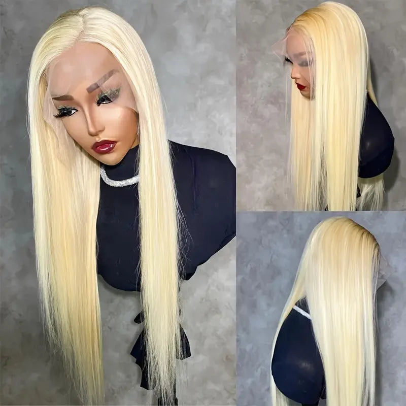 Perruque Lace Frontal Wig brésilienne naturelle, cheveux lisses, blond 613 Hd, densité 220, 13x6, 13x4, couleur, pour femmes