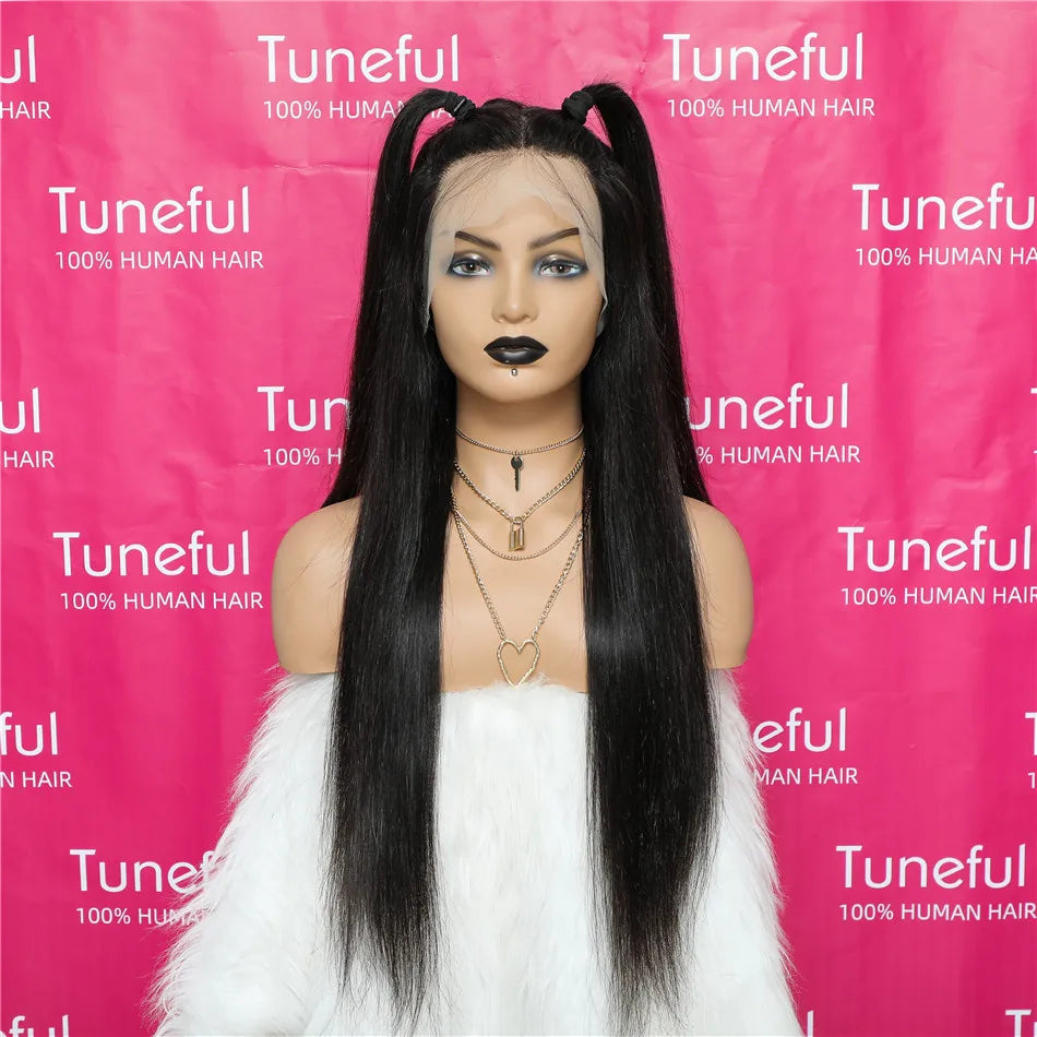 Perruque Lace Frontal wig naturelle péruvienne Remy, cheveux lisses, HD, 13x6, pre-plucked, 180%, pour femmes