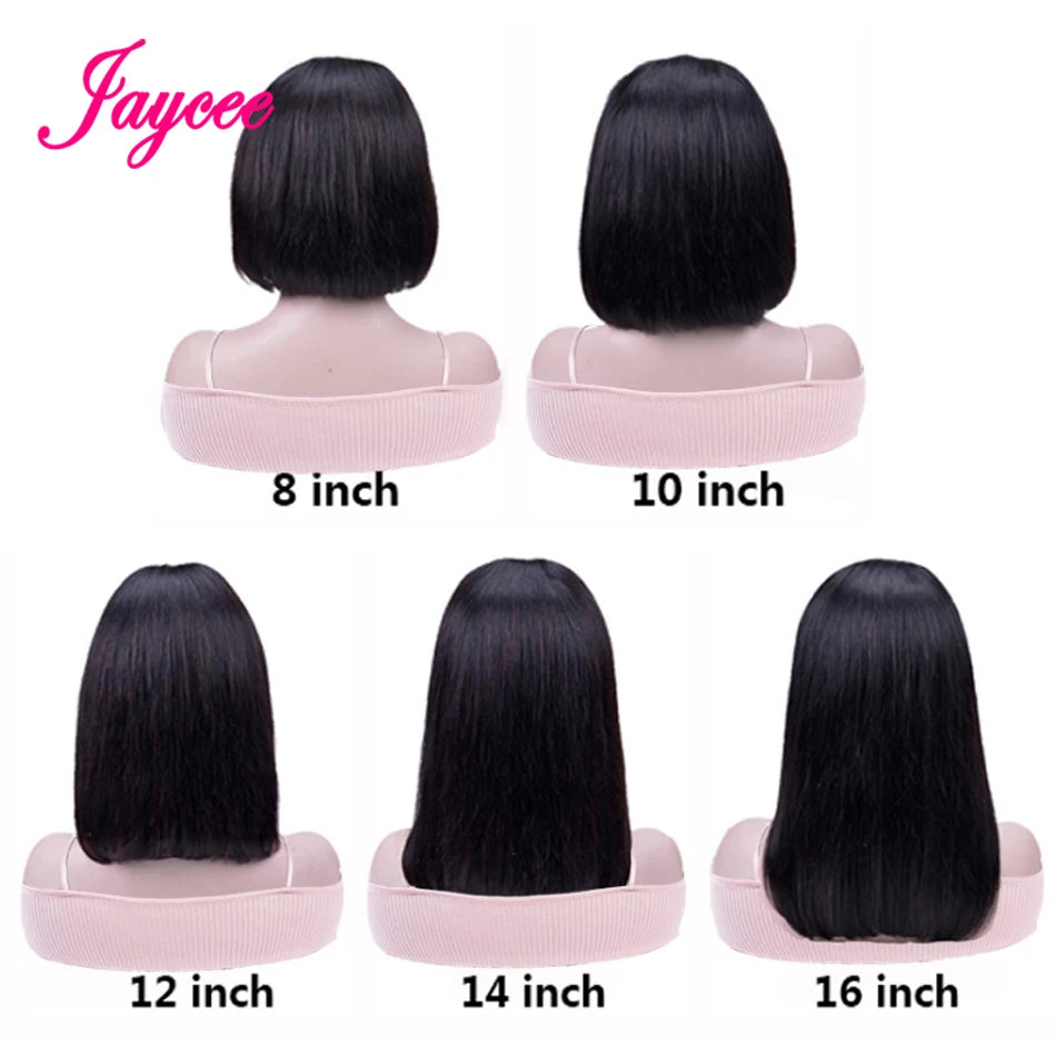 Wear matchs Go-Perruque Bob Brésilienne Naturelle, Cheveux Courts Lisses, Sans Colle, HD, Lace Front Transparente, 180%