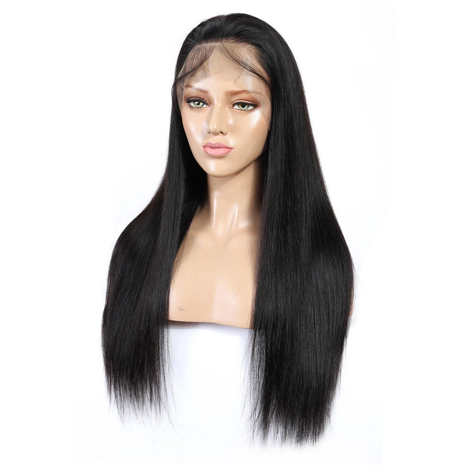 Perruque Lace Frontal wig naturelle péruvienne Remy, cheveux lisses, HD, 13x6, pre-plucked, 180%, pour femmes
