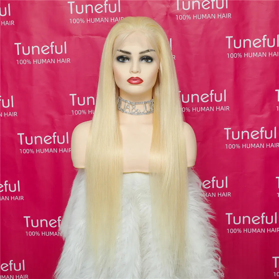 13x6 HD Transparent 613 Blonde dentelle frontale perruques de cheveux humains brésilien droite dentelle avant perruques de cheveux humains peuvent être teintes n'importe quelle couleur