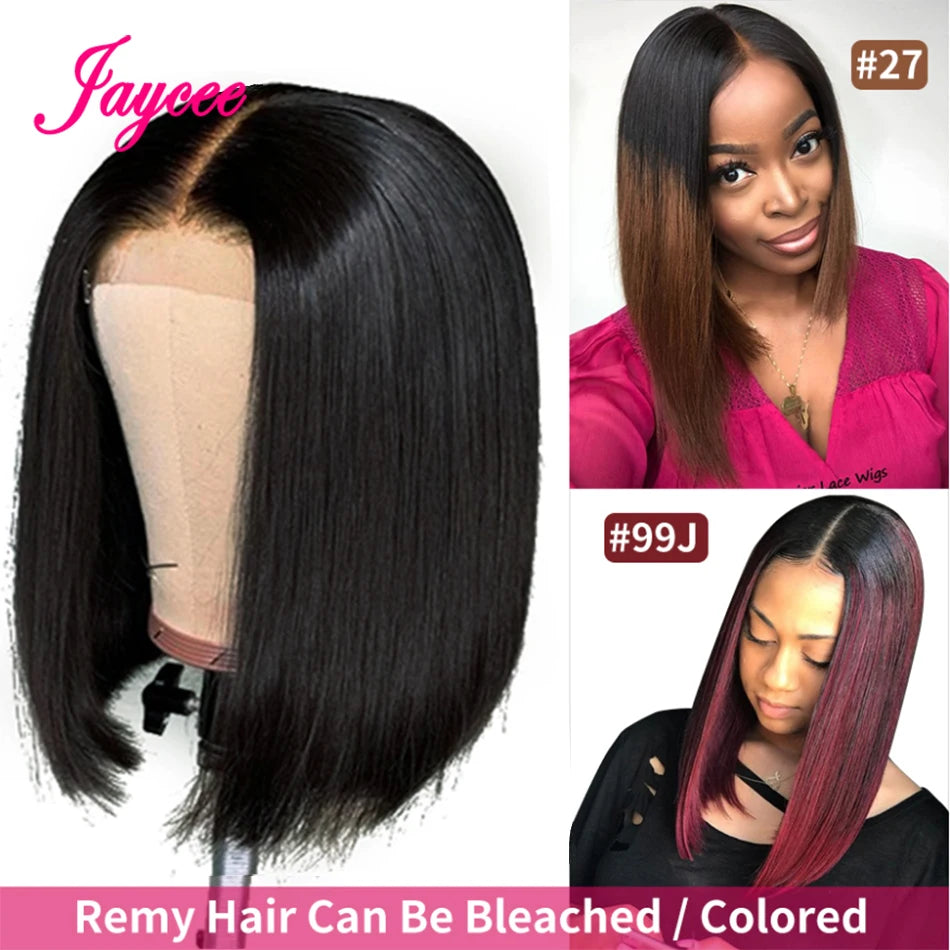 Wear matchs Go-Perruque Bob Brésilienne Naturelle, Cheveux Courts Lisses, Sans Colle, HD, Lace Front Transparente, 180%