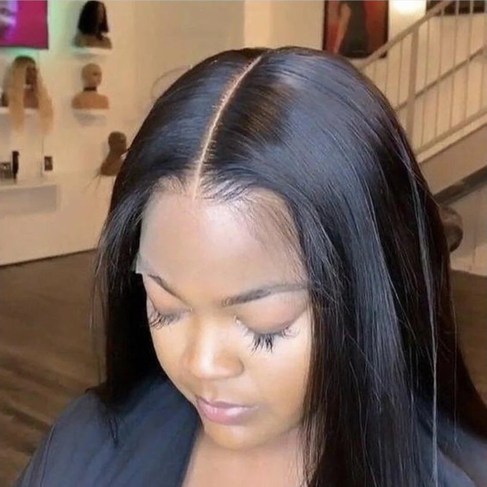 Perruque Lace Frontal wig naturelle péruvienne Remy, cheveux lisses, HD, 13x6, pre-plucked, 180%, pour femmes