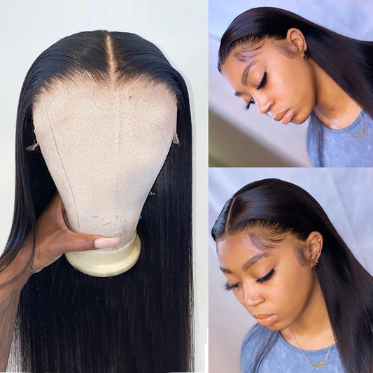 Perruque Lace Frontal wig naturelle péruvienne Remy, cheveux lisses, HD, 13x6, pre-plucked, 180%, pour femmes