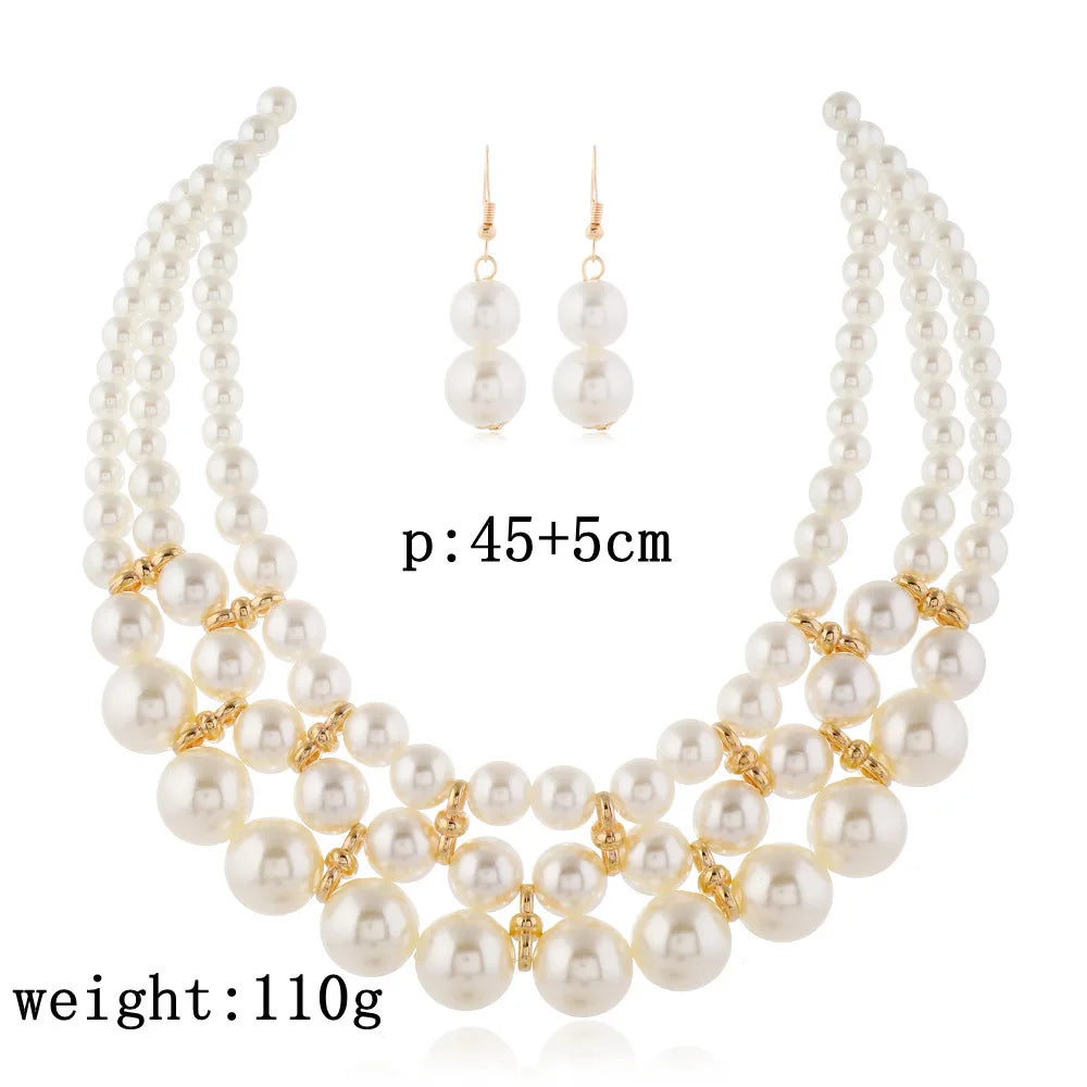 Ensemble de bijoux de mariage pour patients, collier et boucles d'oreilles en perles multicouches, fait à la main, nouvelle mode, accessoires de fête pour femmes, 216.239.