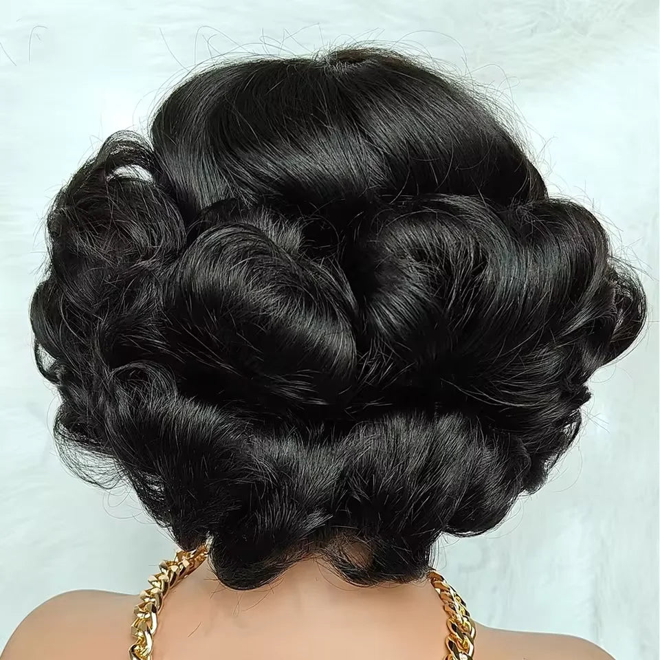 Perruque Super Haute Densité Bouclée Effet Œuf 100% Cheveux Humains Brésiliens, Perruque Frontale en Dentelle 13x4, Perruque Bob Courte Attrayante, Perruques en Dentelle Transparente