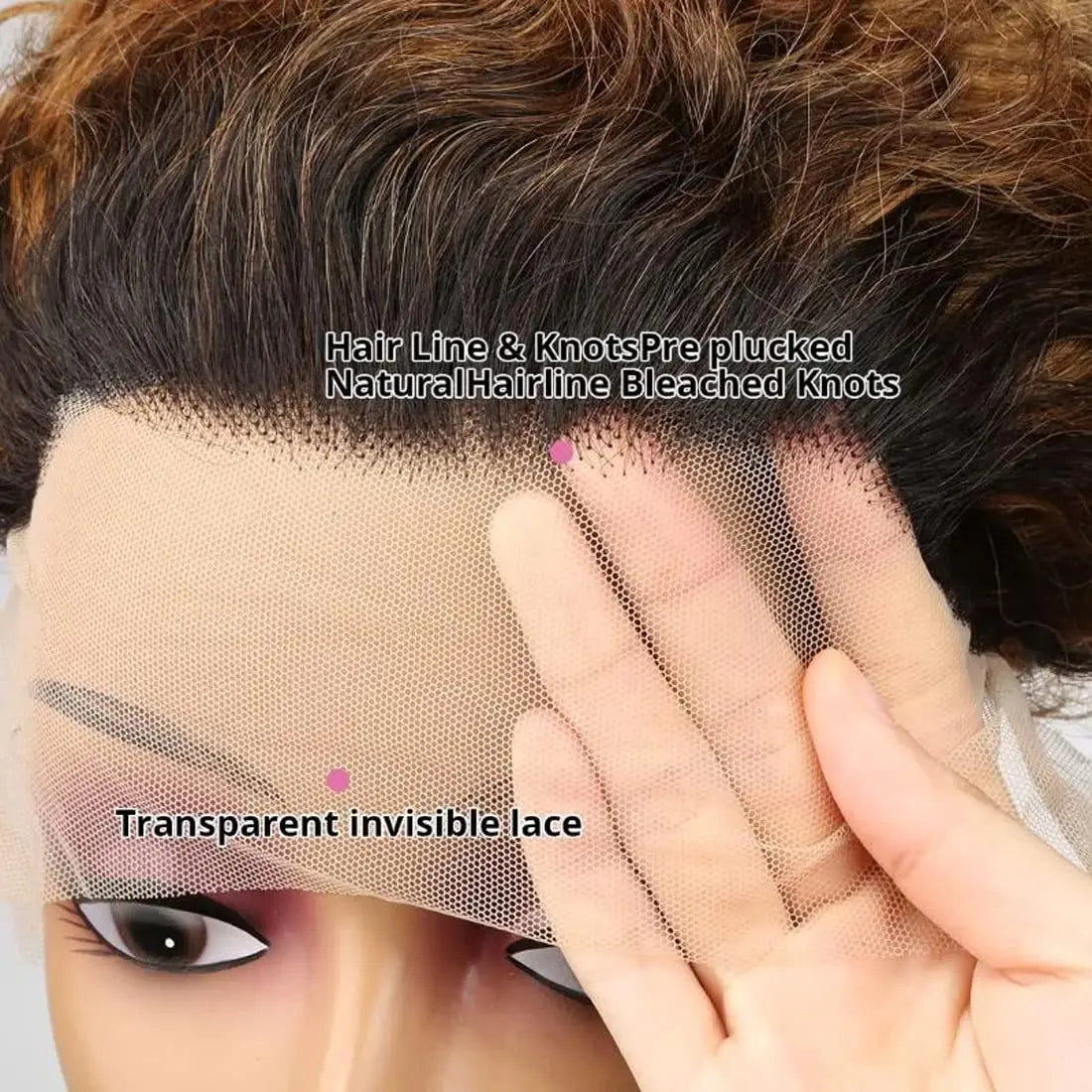 Perruque courte bouclée transparente dentelle avant perruque de cheveux humains coupe lutin perruques brésilien vague d'eau perruques de cheveux humains pour les femmes