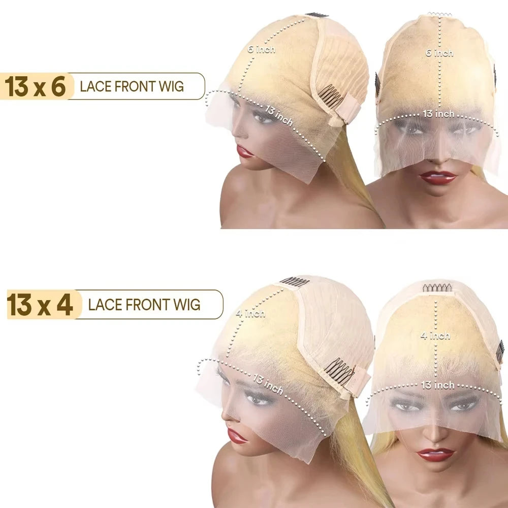 Perruque frontale en dentelle HD 613, 13x6, cheveux humains ondulés, brésiliens, densité 220, pré-épilée, blonde, dentelle transparente, 30 pouces