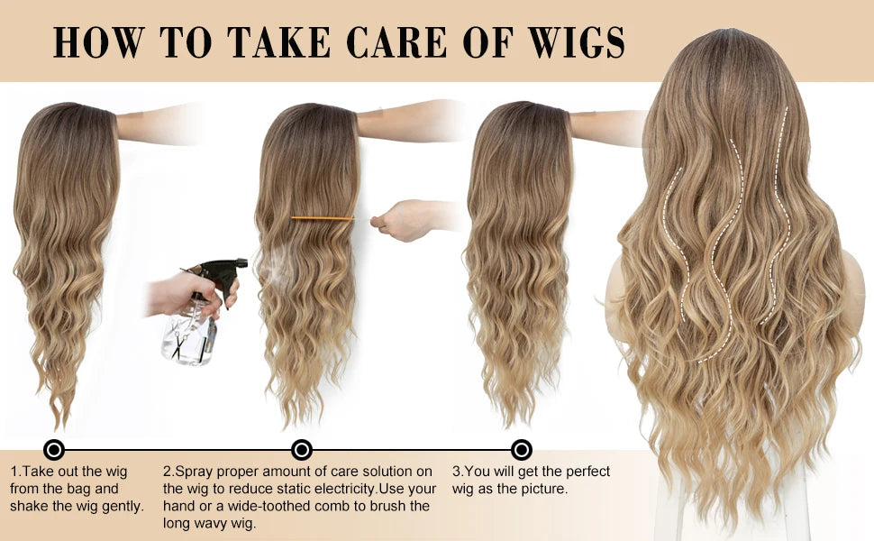 Perruque synthétique ondulée longue en dentelle blonde ombrée pour femmes, 26 pouces, partie centrale bouclée, aspect naturel, fibre résistante à la chaleur pour le quotidien