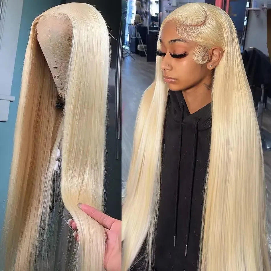 13x6 HD Transparent 613 Blonde dentelle frontale perruques de cheveux humains brésilien droite dentelle avant perruques de cheveux humains peuvent être teintes n'importe quelle couleur