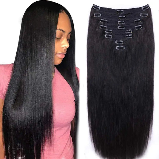 Pince à cheveux péruvienne Ins cheveux humains Extension de cheveux sans couture couleur noire naturelle cheveux 100 grammes 8 pièces