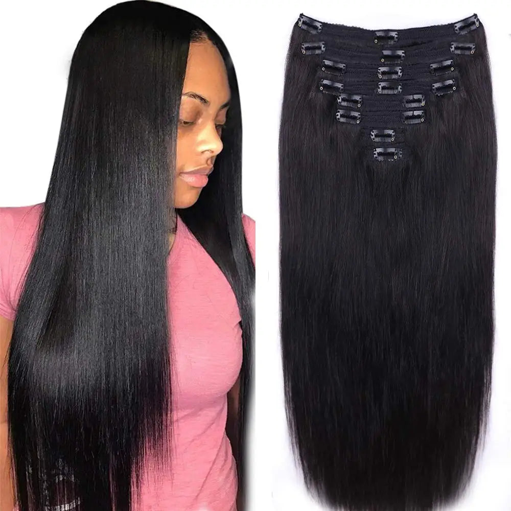 Pince à cheveux péruvienne Ins cheveux humains Extension de cheveux sans couture couleur noire naturelle cheveux 100 grammes 8 pièces