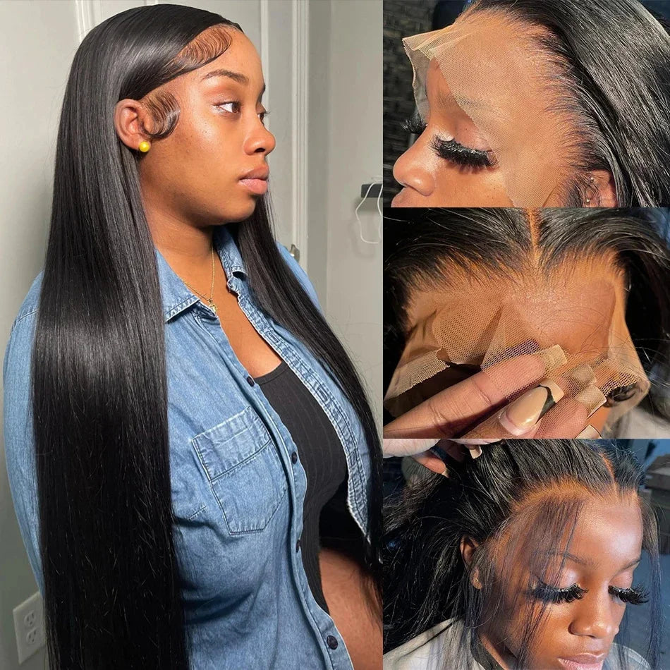 300% densité Wear and Go 7x5 perruque sans colle cheveux humains pré-coupé prêt à porter 13x6 dentelle avant perruque droite perruque de cheveux humains pour les femmes