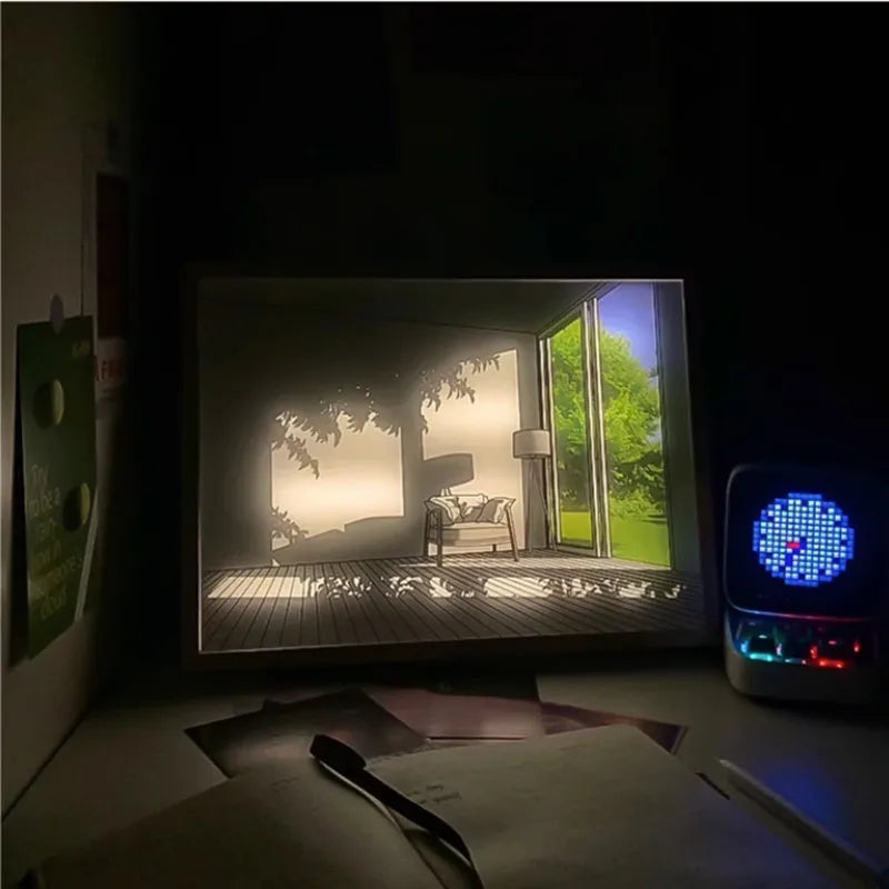 Photo applique murale peinture créative lumière USB Plug-In atmosphère romantique lampe lumière du soleil fenêtre cadre Photo art travail lumière