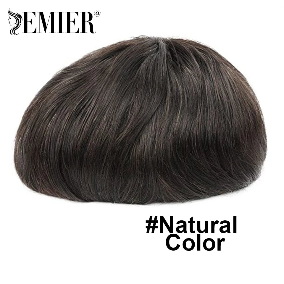 Perruque de cheveux humains en dentelle française avec PU pour homme, toupet confortable, vague naturelle, système de remplacement, prothèse capillaire masculine durable