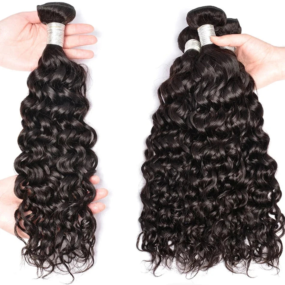 100% non transformés malaisien Remy Extensions de tissage de cheveux humains paquets de cheveux humides et ondulés cheveux humain 12A vague d'eau paquet offres