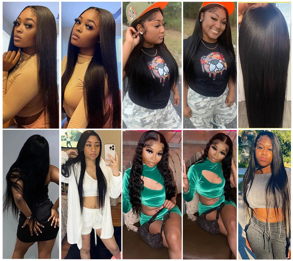 Perruque 13x4 en cheveux humains, dentelle frontale HD transparente, pré-plumée et sans colle, effet naturel et élégant