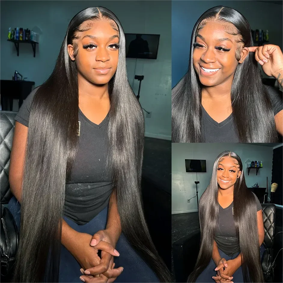 250 densité dentelle avant perruques de cheveux humains brésilien Hd Transparent droit 30 40 pouces 13x6 dentelle avant perruque 360 perruques pour les femmes 4x4