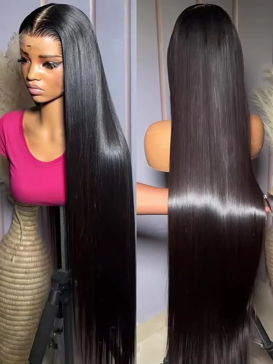 40 pouces os droit 13x6 HD Transparent dentelle frontale perruques de cheveux humains 250% brésilien 360 13x4 pleine dentelle avant perruques pour les femmes