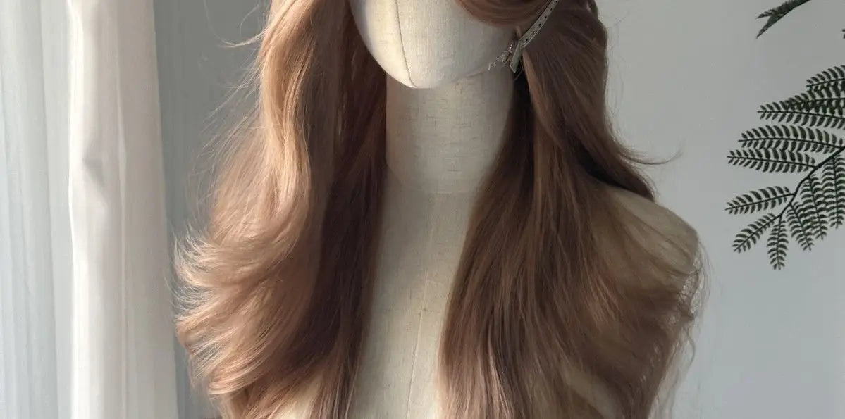Perruque Lace Front Wig synthétique Blonde Champagne, corps Long, perruques brunes ondulées pour usage quotidien, bandeau Lolita Cosplay 가Perruque Femme