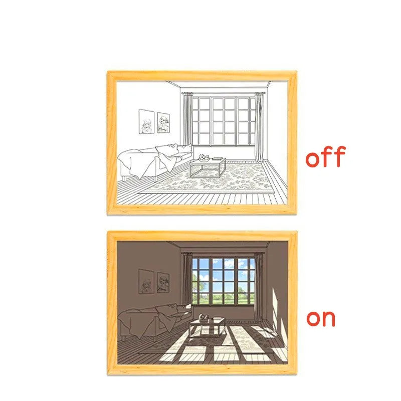 Photo applique murale peinture créative lumière USB Plug-In atmosphère romantique lampe lumière du soleil fenêtre cadre Photo art travail lumière
