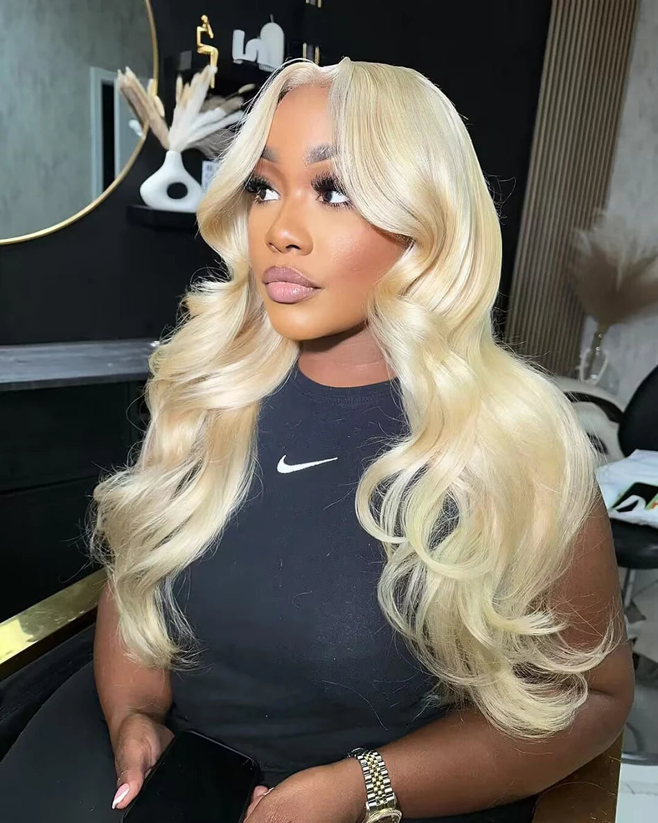 13x6 HD Transparent 613 Blonde dentelle frontale perruques de cheveux humains brésilien droite dentelle avant perruques de cheveux humains peuvent être teintes n'importe quelle couleur