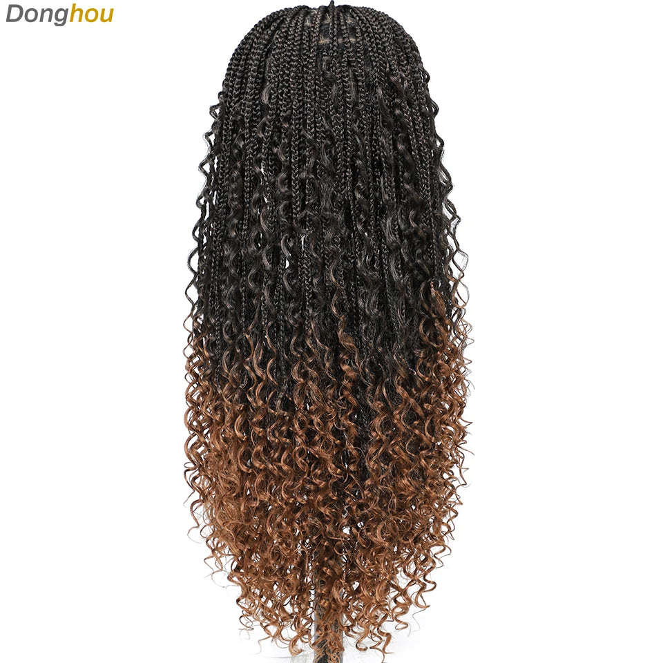 Perruques tressées sans nœuds ombrées Boho pour femmes noires 1B T30 couleurs boîte bohème tresses Perruques tresses Africaines Naturelles