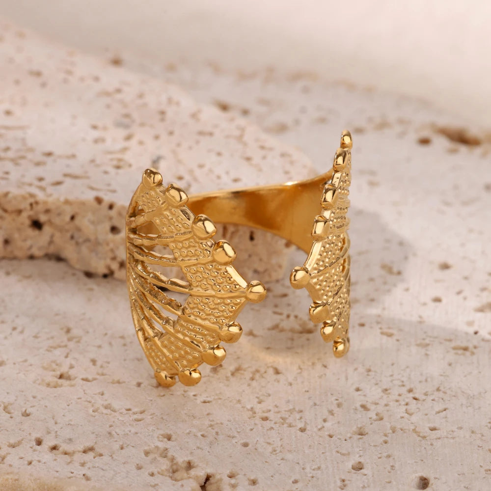 Bagues ouvertes en forme d'étoile de mer pour femmes, couleur or, en acier inoxydable, pour l'été, plage, esthétique, étanche, bijoux cadeau