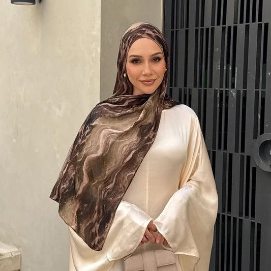 Echarpe Hijab imprimee, Premium, Degrade, Teinture Par Nouage, Aquarelle, Marbre, Chale Imprime, Nouvelle Collection